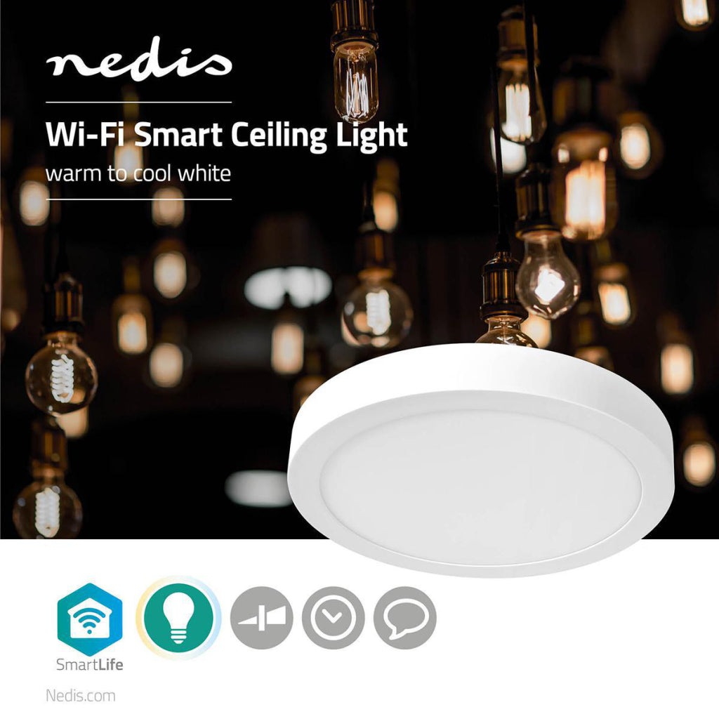 Nedis Wi-Fi Smart Ceiling Lamp Round Ø 30 Cm Warm to Cool White 1200 Lm 18 W WIFILAW20WT