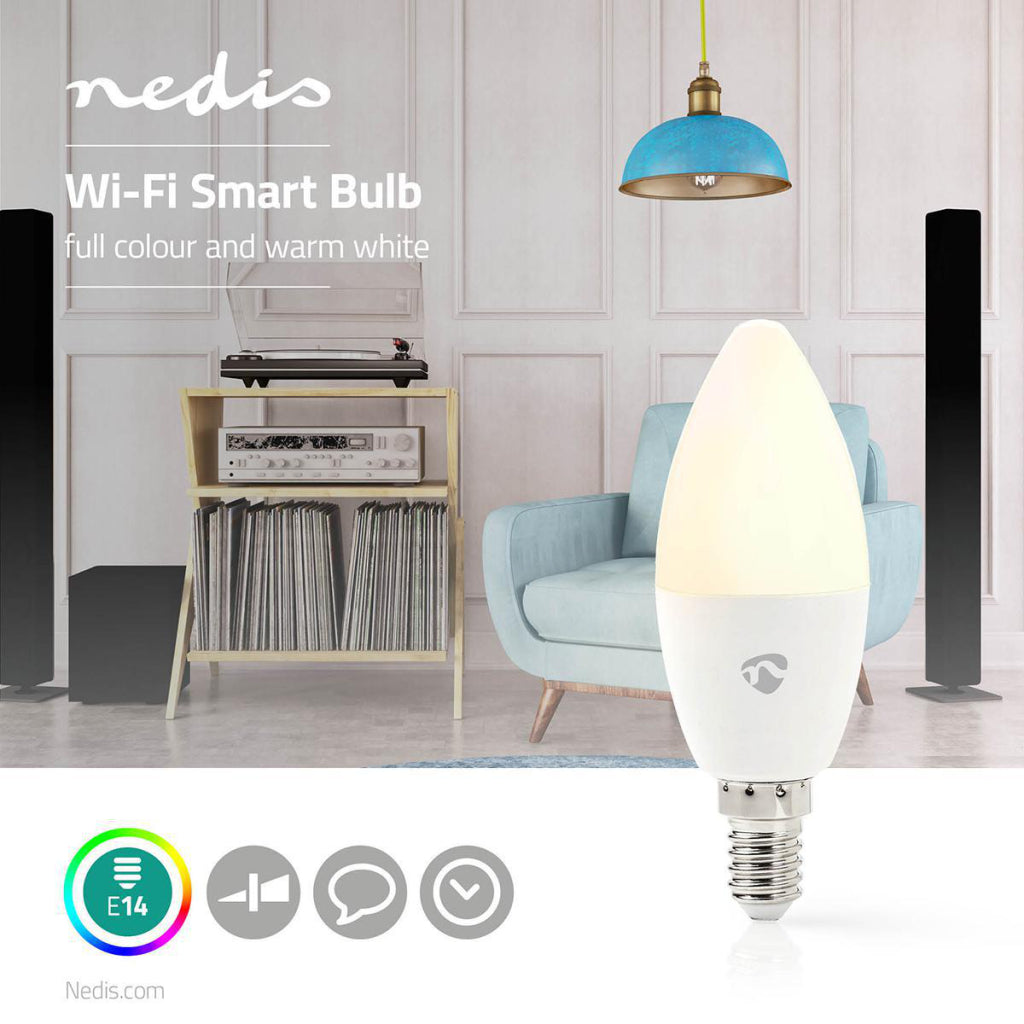Nedis Wi-Fi Smart LED Bulb E14 Full Colour Warm White WIFILC11WTE14