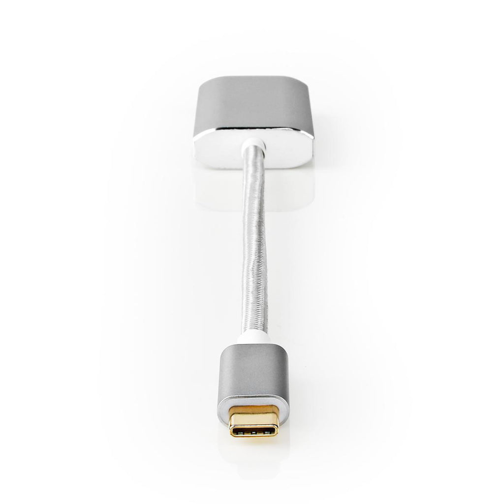 Nedis CCTB64680AL02 USB Adapter USB 3.2 Gen 1 USB Type-C Male HDMI Connector 0.20 M Round Gold-Plated Knitted/ Nylon Silver Cover Window Box