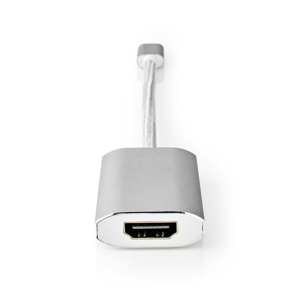 Nedis CCTB64680AL02 USB Adapter USB 3.2 Gen 1 USB Type-C Male HDMI Connector 0.20 M Round Gold-Plated Knitted/ Nylon Silver Cover Window Box
