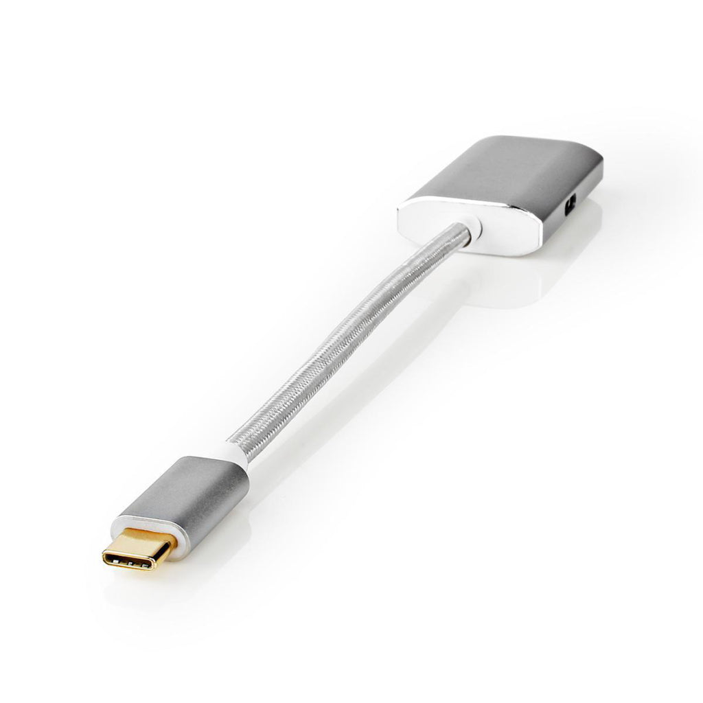 Nedis CCTB64680AL02 USB Adapter USB 3.2 Gen 1 USB Type-C Male HDMI Connector 0.20 M Round Gold-Plated Knitted/ Nylon Silver Cover Window Box