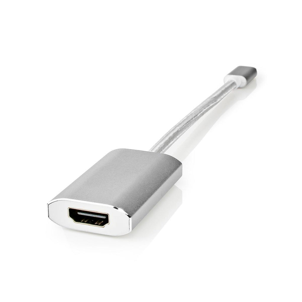 Nedis CCTB64680AL02 USB Adapter USB 3.2 Gen 1 USB Type-C Male HDMI Connector 0.20 M Round Gold-Plated Knitted/ Nylon Silver Cover Window Box