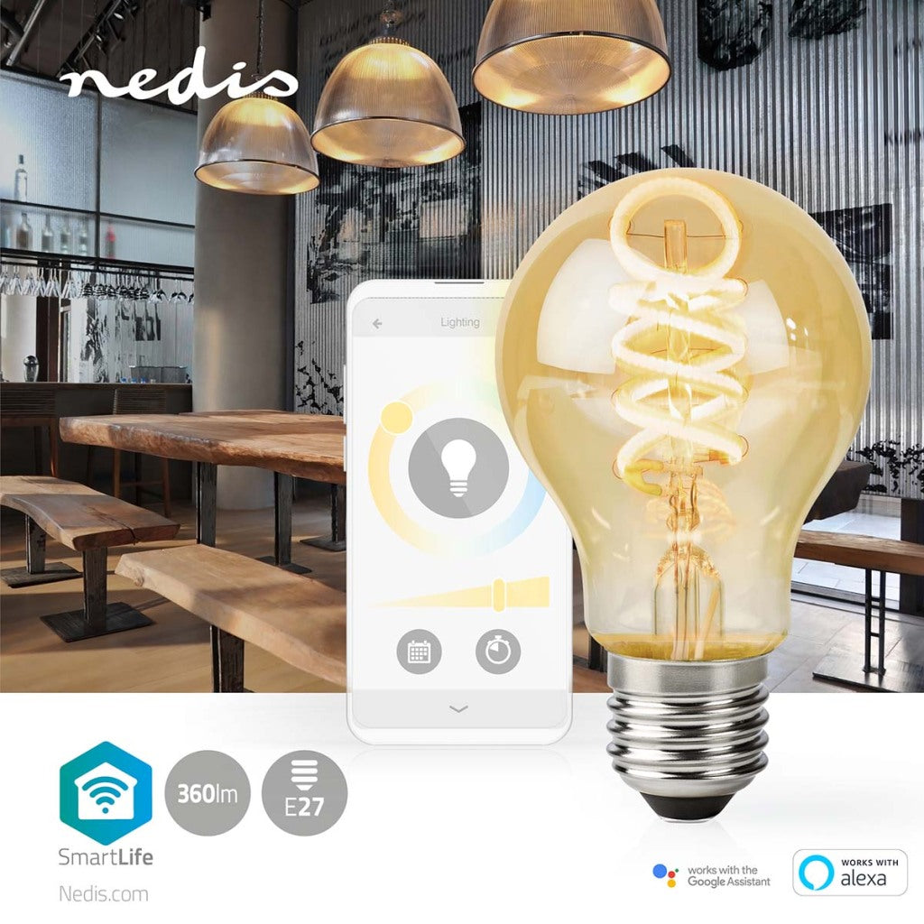 Nedis Smartlife LED Filament Bulb Wi-Fi E27 360 Lm 4.9 W Warm to Cool White WIFILRT10A60