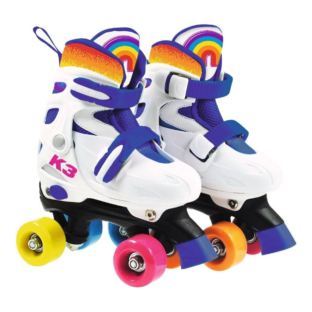 K3 Roller Skates Size 30-33 White/Rainbow