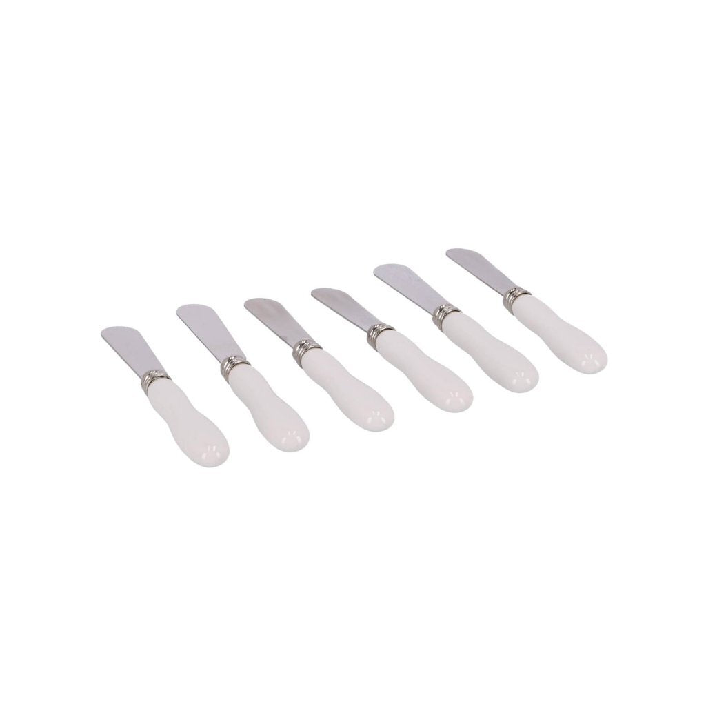 CosyandTrendy Butter Knives Set of 6 Stainless Steel/White