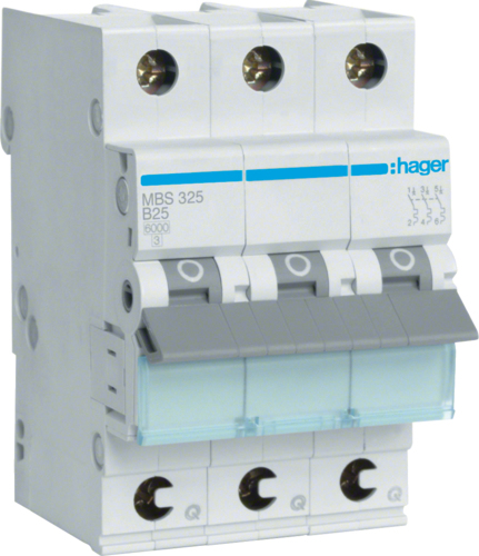 Hager MBS325 - Circuit Breaker - 25 A - Type B - 3 Modules