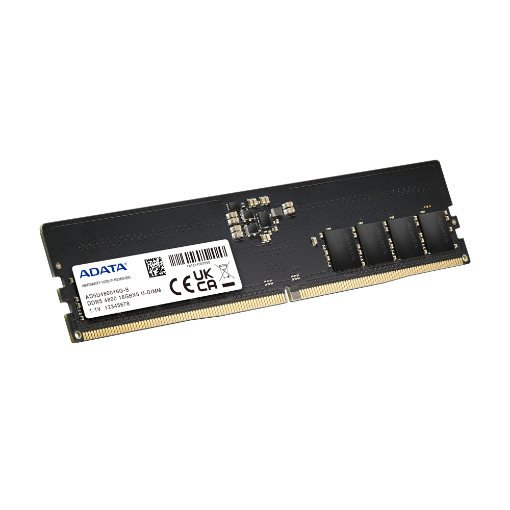 ADATA DDR5 Module 16 GB DIMM 288-PIN 4800 MHz/ PC5-38400 CL40 1.1 V Unbuffered On-die ECC Black