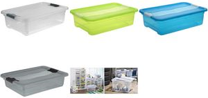 keeeper Storage Box 28 L, Crystal Grey Transparent, with Lid and Sliding Closure, 1 pc