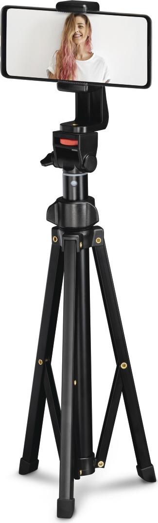 Hama Rotary Smartphone II Tripod Set, 1/4 Inch, Adjustable Height 41.5 - 150 cm, Black, Model 00004675