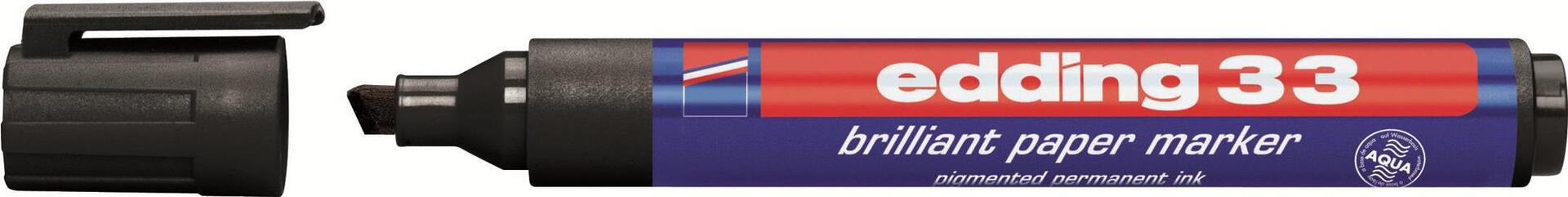 EDDING 33 Brilliant Paper Marker Black Pack of 10 4-33001 10er