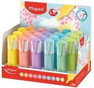 Maped Textmarker FLUO'PEPS PASTEL, 30er Display Keilspitze, Strichstärke: 1,0 - 5,0 mm, mit Clip, - 30 Stück (742539)