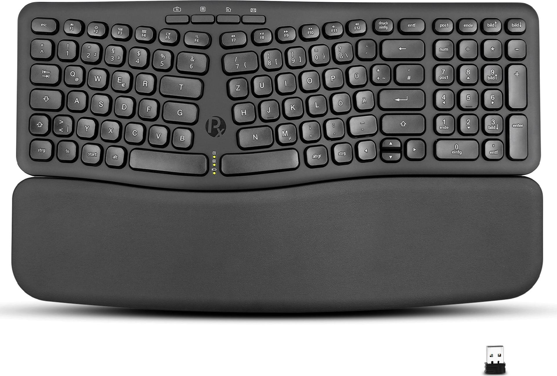 Perixx PERIBOARD-636 DE - Ergonomic Wireless Keyboard with Palm Rest