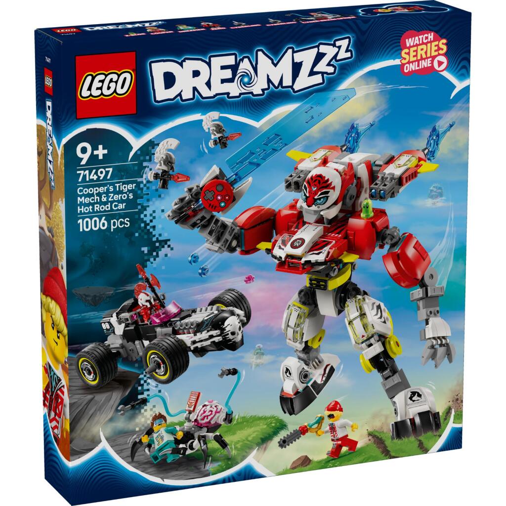 Lego Dreamzz Cooper's Tiger Mech and Zero's Hot Rod Car - 9+ Years