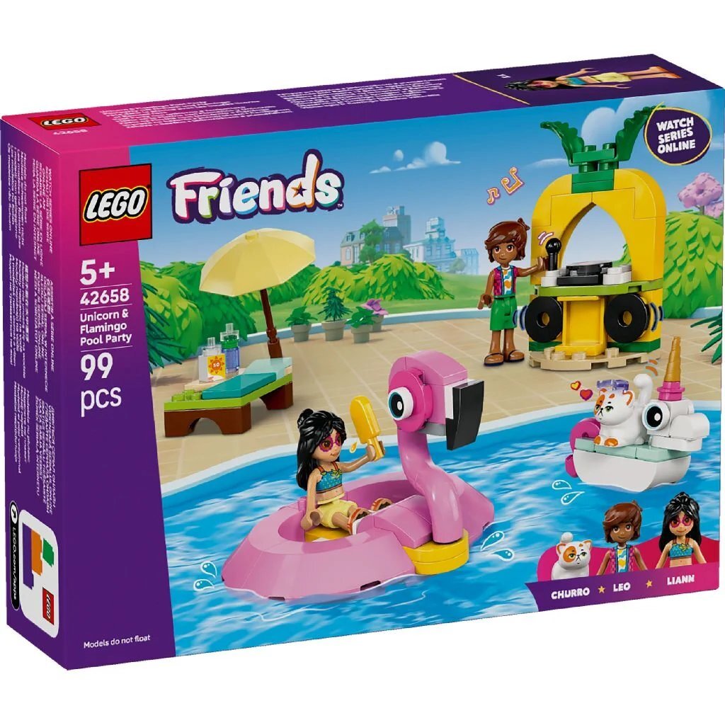 Lego Friends Pool Party Set with Flamingo and Unicorn - 42658