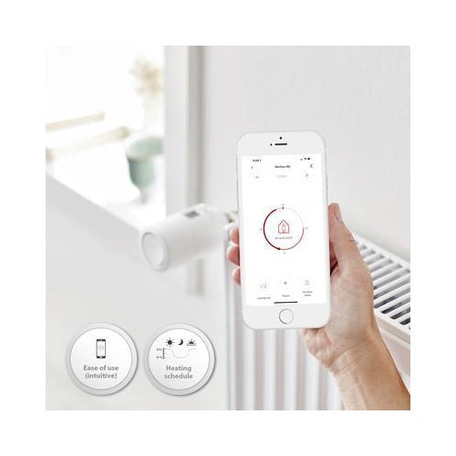 Danfoss Ally. Produktfarbe: Weiß, Internationale Schutzart (IP-Code): IP20, Maximale Wassertemperatur: 90 °C. Display-Typ: LCD. Akku-/Batterietyp: AA, Stromverbrauch (in Betrieb): 1,2 W. Durchmesser (mm): 5,5 cm, Gewicht: 198 g. Paketgewich afbeelding 1