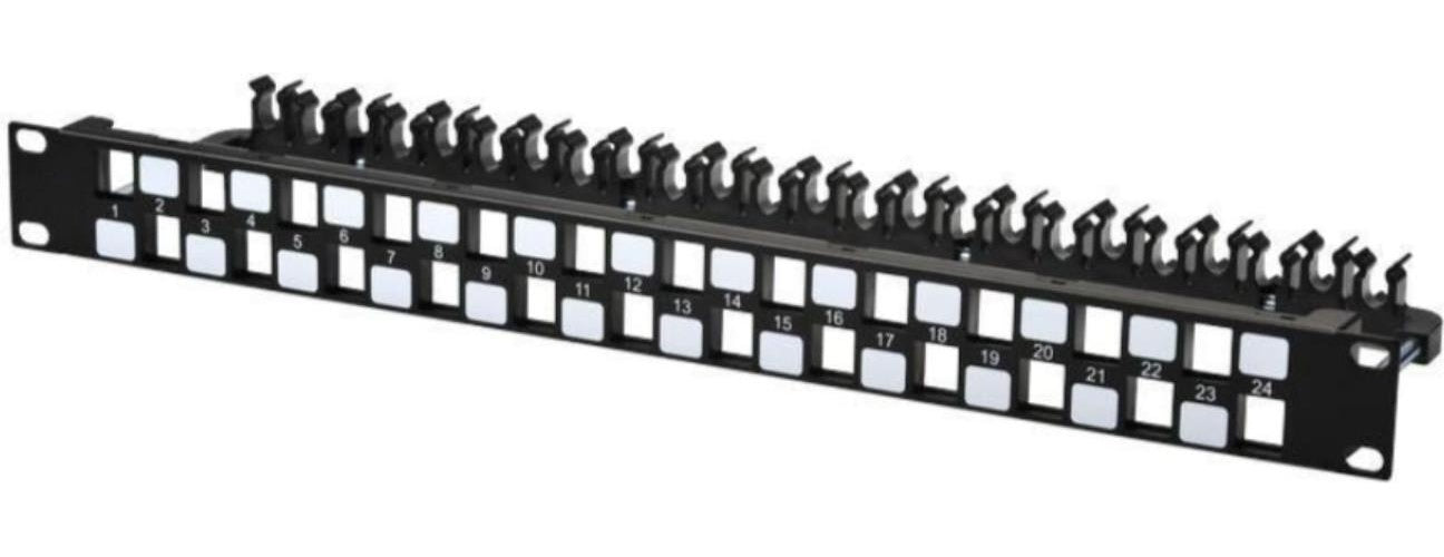 Lanview LVN127597. Stecker: RJ-45, unterstütze Kabeltypen: Cat5e. Produktfarbe: Schwarz, Material: Stahl, Montage: Rackeinbau. Breite: 483 mm, Höhe: 43 mm, Tiefe: 10 mm. Paketgewicht: 828,9 g (LVN127597) afbeelding 1