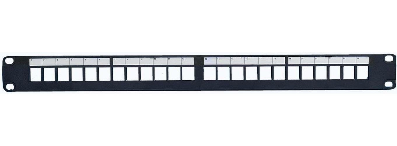 Lanview LVN127603. Stecker: RJ-45, unterstütze Kabeltypen: Cat5e. Produktfarbe: Schwarz, Material: Stahl, Montage: Rackeinbau. Breite: 487 mm, Höhe: 43 mm, Tiefe: 5 mm. Paketgewicht: 590,476 g (LVN127603) afbeelding 1