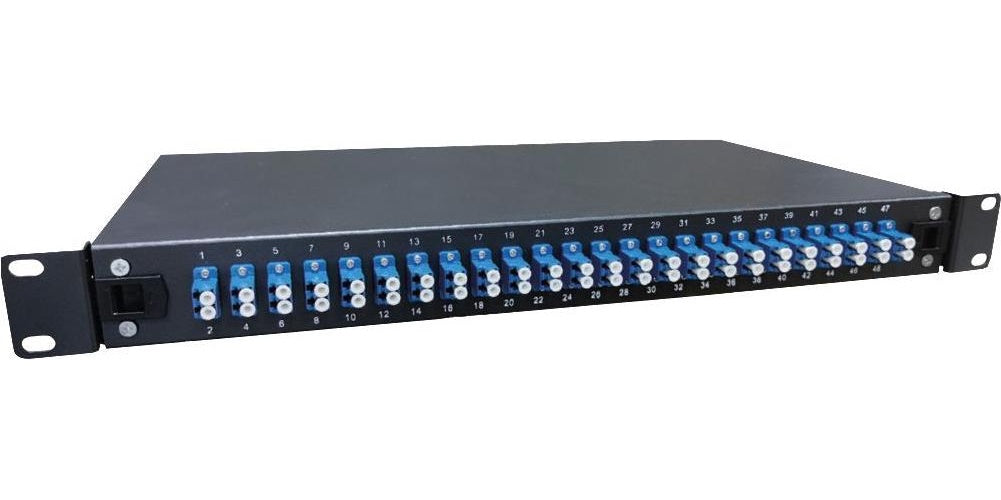 Lanview LVO233845. Stecker: 24 x LC, Optischer Kabelverbinder: LC. Produktfarbe: Schwarz, Material: Stahl, Montage: Rackeinbau. Breite: 420 mm, Höhe: 245 mm, Tiefe: 36 mm. Paketgewicht: 3,6 kg (LVO233845) afbeelding 1