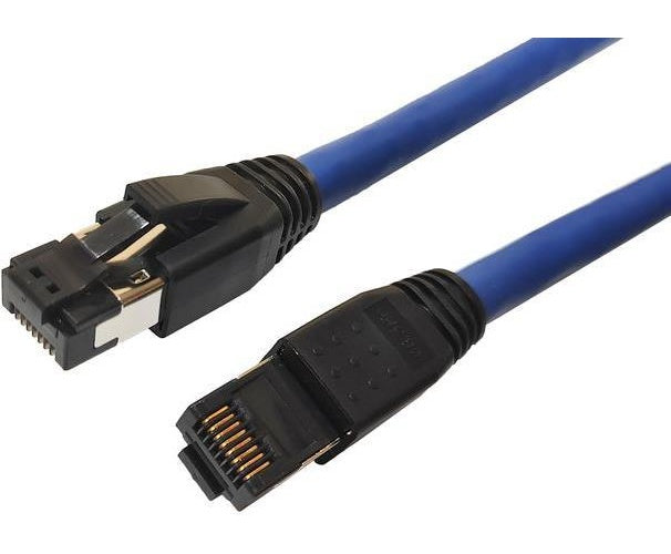 MicroConnect - Patch-Kabel - RJ-45 (M) zu RJ-45 (M) - 10,0m - S/FTP - CAT 8,1 - halogenfrei, ohne Haken - Blau (MC-SFTP8010B) afbeelding 1