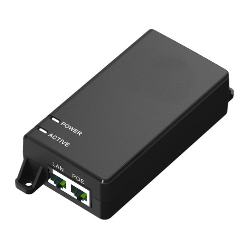 Microconnect POEINJ-60W - Gigabit Ethernet - 1000 Mbit/s - IEEE 802.3af,IEEE 802.3i,IEEE 802.3x - Cat5 - Schwarz - Überstrom - Überspannung - Kurzschluß - Unter Strom (60W POE++) afbeelding 1
