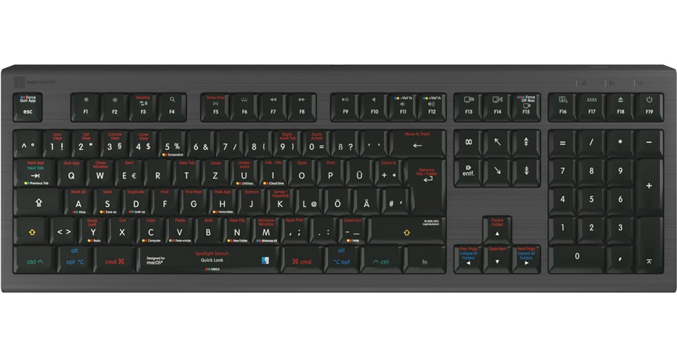Logickeyboard LKB-OSX-A2M-DE Tastatur USB QWERTZ Deutsch Schwarz (LKB-OSX-A2M-DE) afbeelding 1
