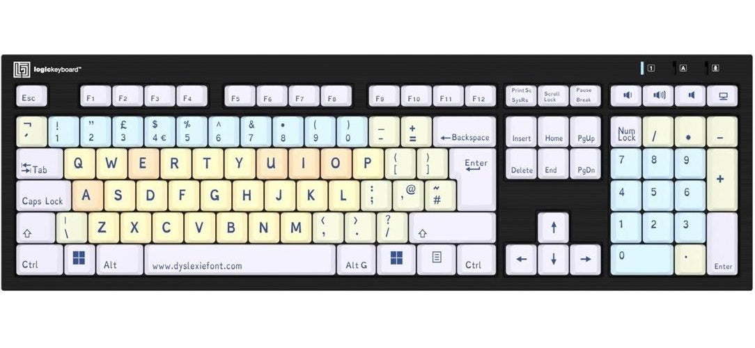LogicKeyboard Dyslexie Keyboard Nero UK (PC) (LKB-DYSLEX-BJPU-UK) afbeelding 1