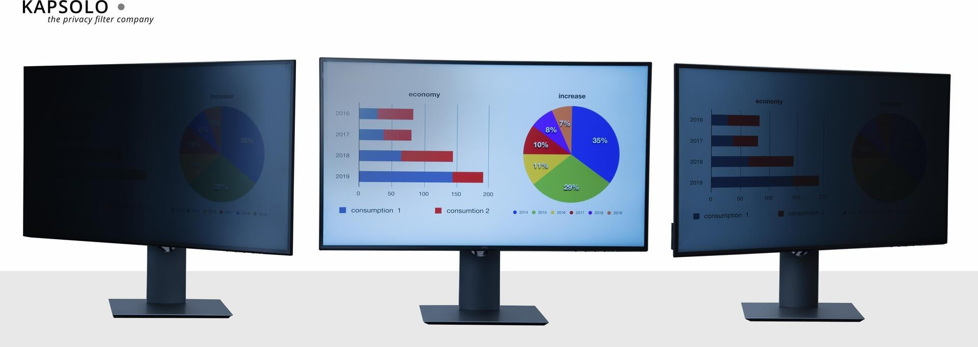 KAPSOLO 2-wege Blickschutzfilter / Blickschutzfolie abnehmbar für 49,53cm (19.5") Wide 16:9 - Monitor - Rahmenloser Display-Privatsphärenfilter - Transparent - Privatsphäre - 16:9 - 30° (KAP10719) afbeelding 1