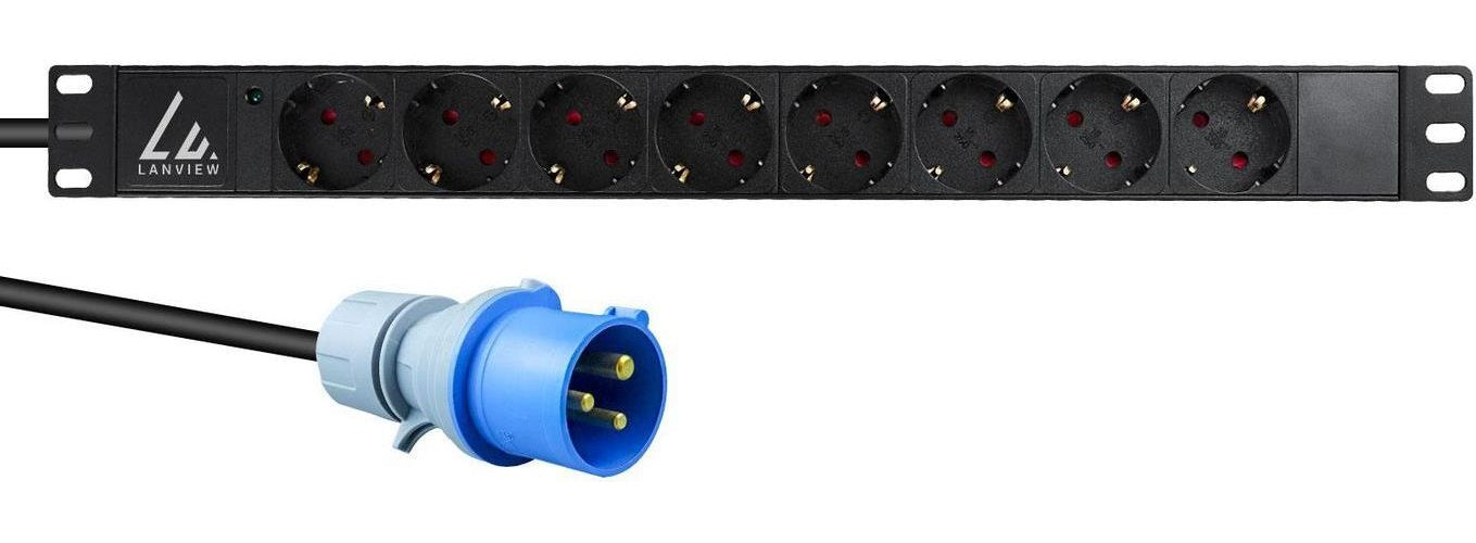 Lanview LVR-3MIEC-LIC-SCH8 Stromverteilereinheit (PDU) 8 AC-Ausgänge 1U Schwarz (LVR-3MIEC-LIC-SCH8) afbeelding 1
