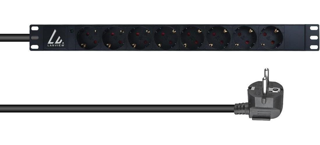 Lanview LVR-3MSCH-LIC-SCH8 Stromverteilereinheit (PDU) 8 AC-Ausgänge 1U Schwarz (LVR-3MSCH-LIC-SCH8) afbeelding 1