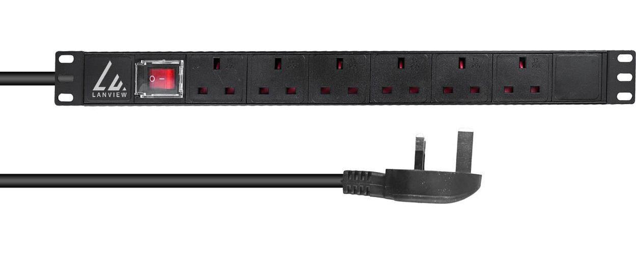 Lanview LVR-3MUK-SW-UK6 Stromverteilereinheit (PDU) 6 AC-Ausgänge 1.4U Schwarz (LVR-3MUK-SW-UK6) afbeelding 1