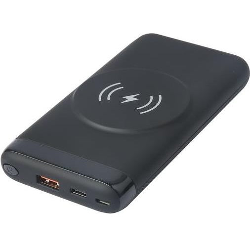 eSTUFF INFINITE - Induktive Power Bank - magnetisches Laden - Li-Pol - 10000 mAh - 37 Wh - 20 Watt - 3 A - PD, QC 3,0 - 2 Ausgabeanschlussstellen (USB Typ A, 24 pin USB-C) - Schwarz (ES641042) afbeelding 1