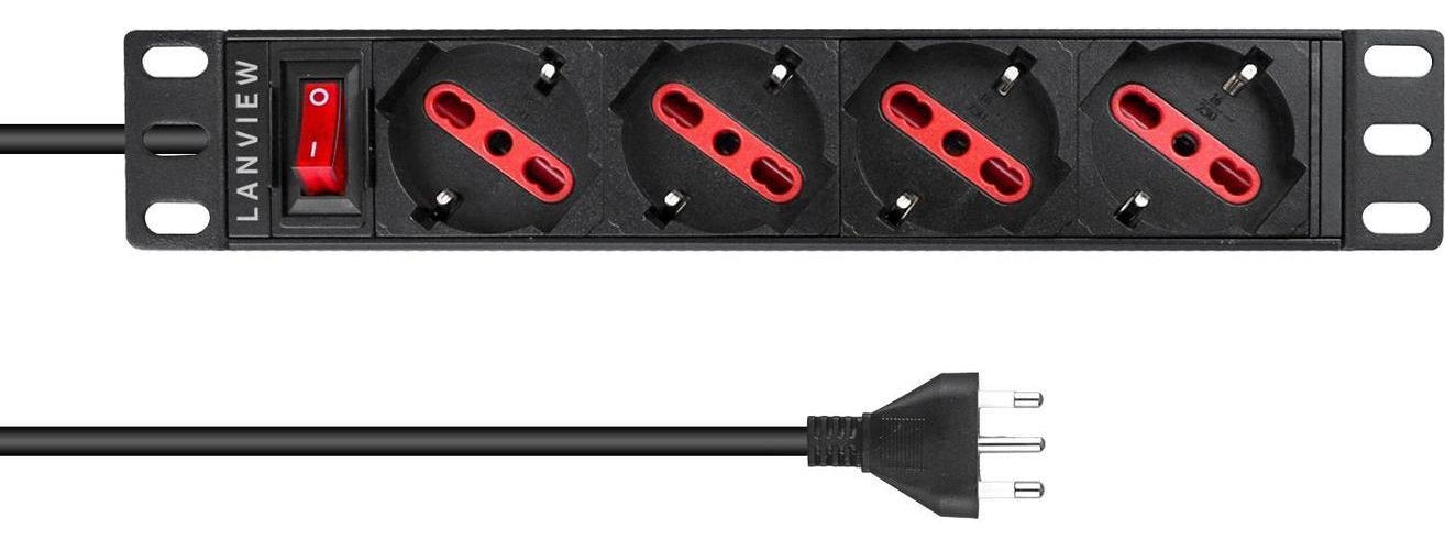 Lanview LVR-2MIT-SW-IT4 Stromverteilereinheit (PDU) 1U Schwarz (LVR-2MIT-SW-IT4) afbeelding 1