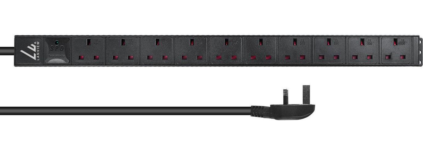 Lanview LVR-3MUK-SPD-UK10 Stromverteilereinheit (PDU) 8 AC-Ausgänge 1.4U Schwarz (LVR-3MUK-SPD-UK10) afbeelding 1