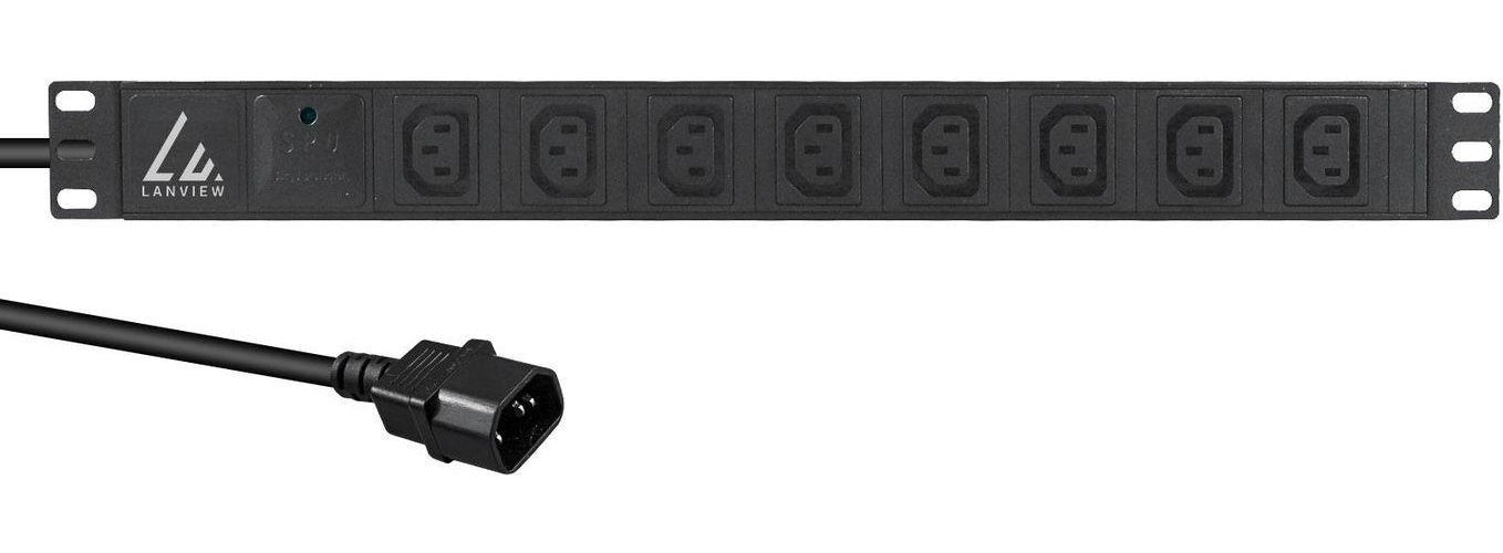 Lanview 19´´ 8-way c13 outlets with 2-meter 3G1.5mm2 cable (LVR-2MC14-SPD-C13X8) afbeelding 1