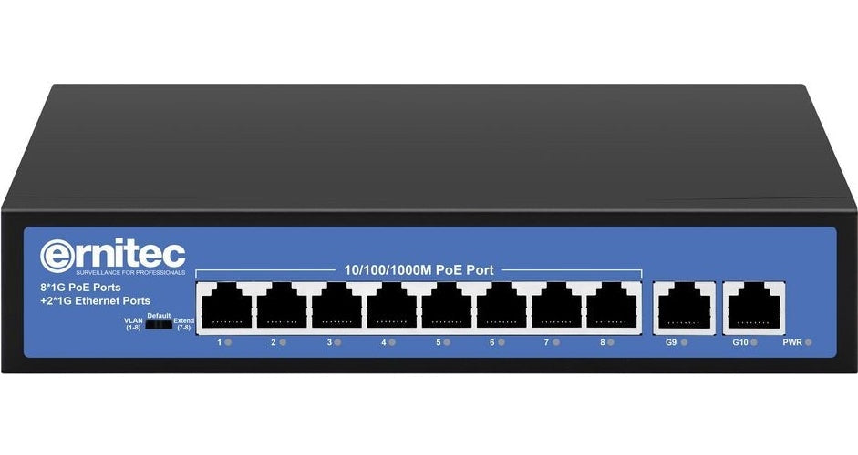 Ernitec Unmanaged Intelligent 8 PoE RJ45 ports (ELECTRA-U08-1GB-110W) afbeelding 1