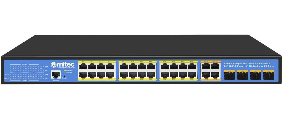 Ernitec Managed Layer 2+ Switch, 24 ports, 4 x Gigabit RJ45 ports, 1 x console port (ELECTRA-M224-1GB-370W) afbeelding 1