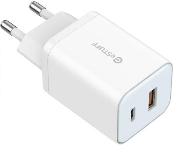 eSTUFF Home Charger 65W GaN - USB-C+ USB-A EU Plug - White BULK (ES635065-BULK-ITH) afbeelding 1