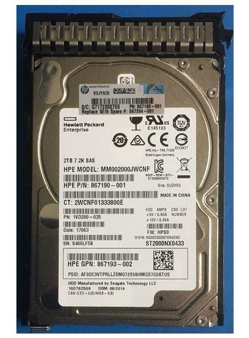 HPE SPS-DRV HDD 2TB 12G 7.2K SFF SAS SC (867204-001) afbeelding 1