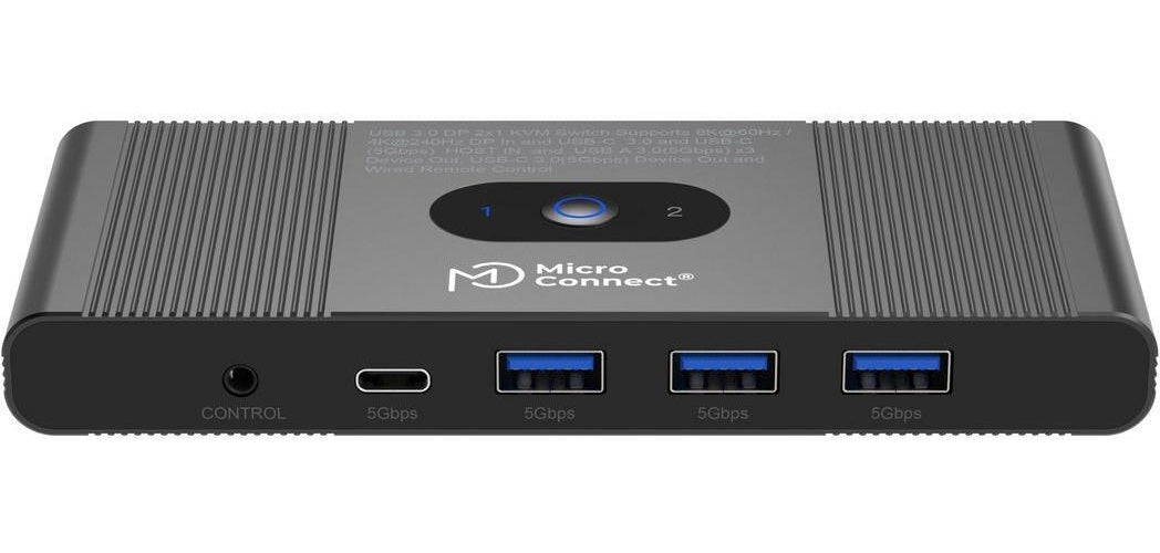 MicroConnect Displayport & USB-C KVM Switch 2-Port (MC-DP-KVM202K) afbeelding 1
