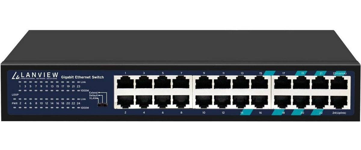 Lanview Unmanaged Full Intelligent Ethernet - Switch - 1 Gbps (LVN-1U-24PORT-1G) afbeelding 1