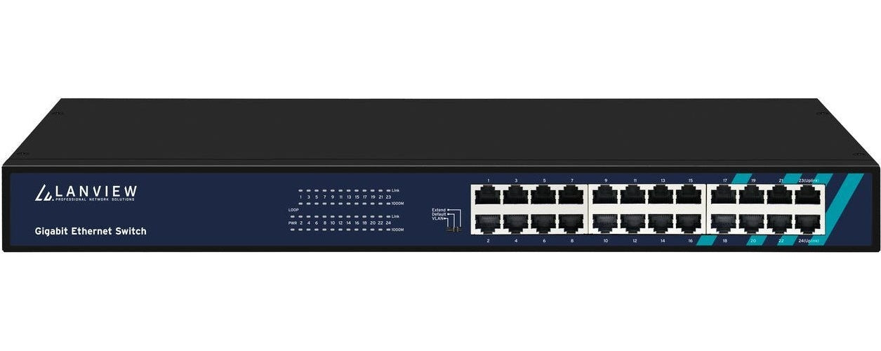 Lanview Unmanaged Full Intelligent Ethernet - Switch - 1 Gbps (LVN-1UMOUNT-24PORT-1G) afbeelding 1