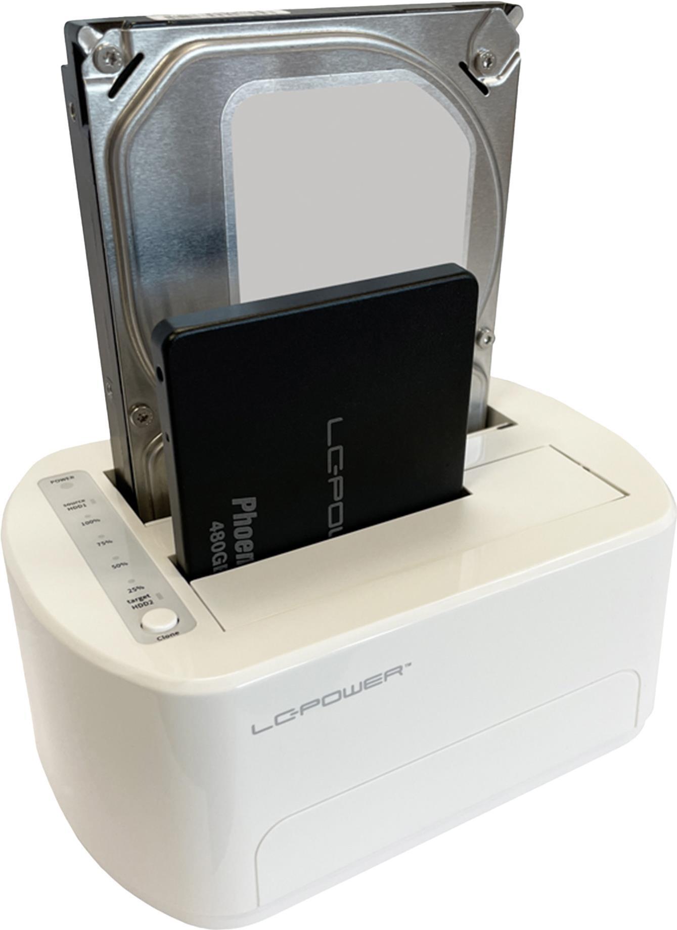 LC Power LC-DOCK-U3-VI - HDD / SSD Dockingstation - 2.5", 3.5" (6,4 cm, 8,9 cm) - 2 Sender/Kanal - SATA - USB 3,2 (Gen 2x1) - weiß, Eierschale (LC-DOCK-U3-VI)