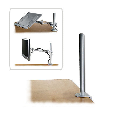 Lindy Desk Clamp Pole - Montagekomponente (C-Klammer, Montagestange) für LCD-Display/Notebook - Metall - silver, Pulverbeschichtung - Tischmontage (40692)