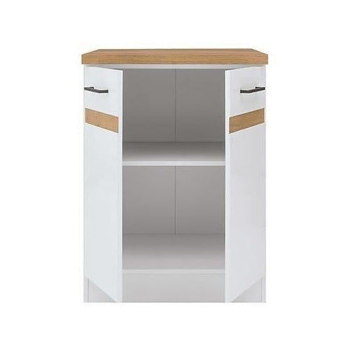 JUNONA Meuble bas de cuisine 60 cm - 2 Portes - Plan de travail - Blanc brillant afbeelding 2