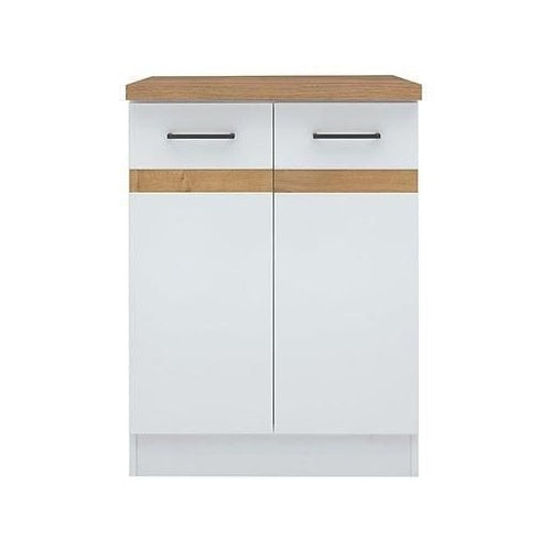 JUNONA Meuble bas de cuisine 60 cm - 2 Portes - Plan de travail - Blanc brillant afbeelding 3