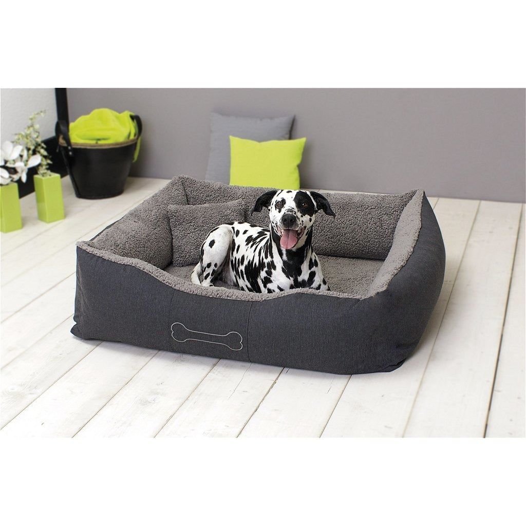 Sun Garden Luxury Dog Bed Lucky + Cushion 59x67x20 cm - Grey - Reversible Design