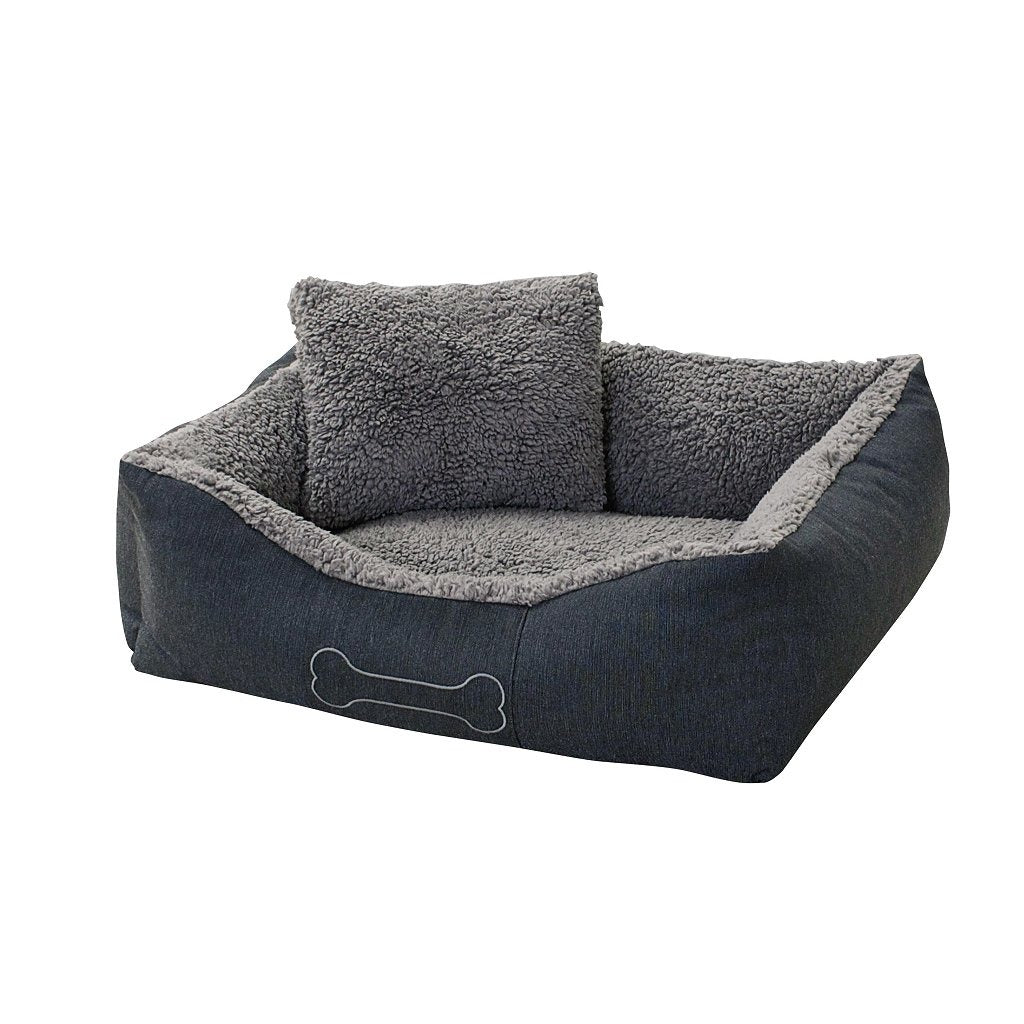 Sun Garden Luxury Dog Bed Lucky + Cushion 59x67x20 cm - Grey - Reversible Design
