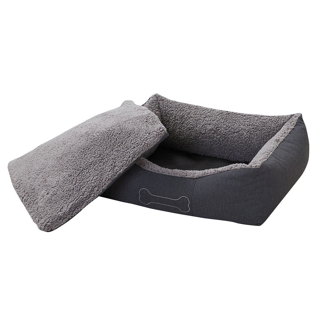 Sun Garden Luxury Dog Bed Lucky + Cushion 59x67x20 cm - Grey - Reversible Design