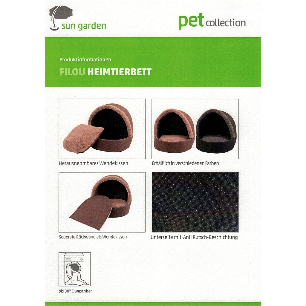 Sun Garden Filou Luxe Dog and Cat Bed 42x45x41cm Grey