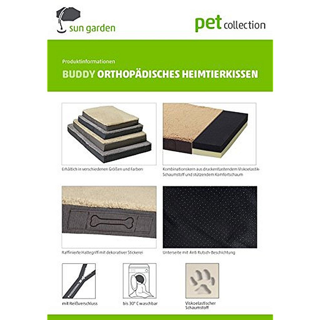 Sun Garden Buddy Orthopedic Dog Cushion 79x60x8cm Grey/Anthracite